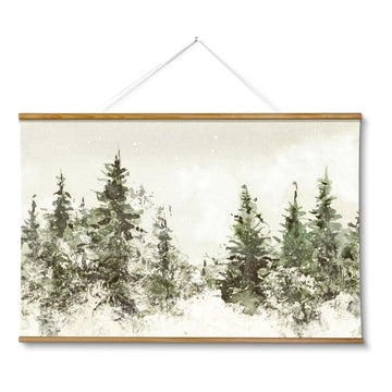 Extra Large Framed Wall Art, Winter Christmas Tree Print, 36x54 In