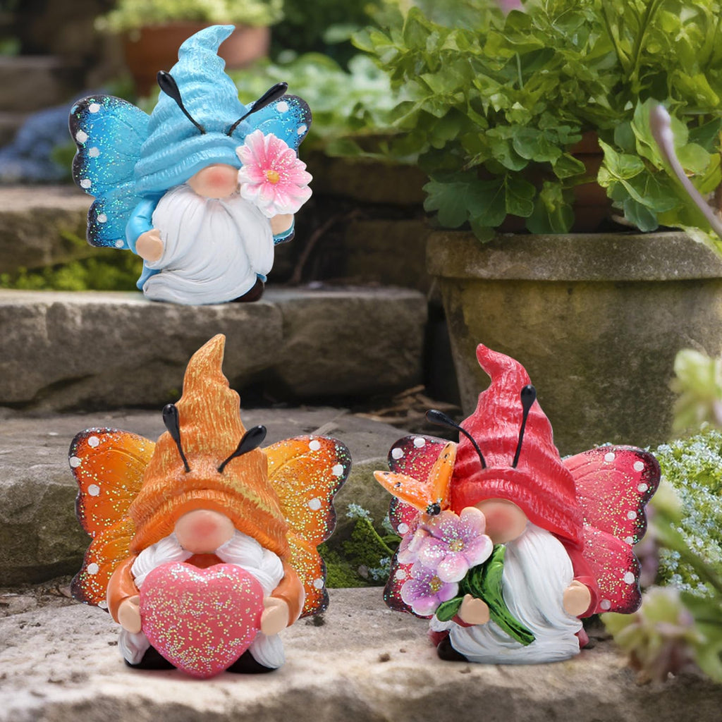 3PCS Spring Butterfly Gnomes Decorations Butterfly Elves Ornaments Scandinavian Tomte Elf Figurines Decor, Porch