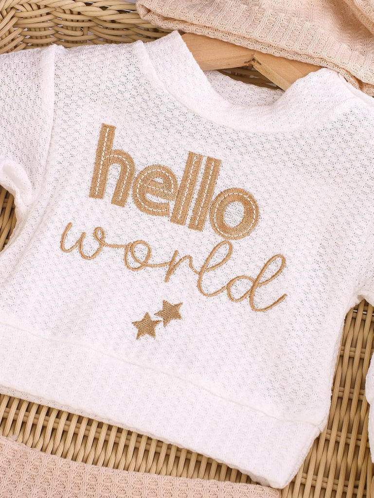 Newborn Baby Boy Girl Clothes Outfits Long Sleeve Romper Bodysuit Baby Shower Coming Home Outfit Shirt+Pants+Hat