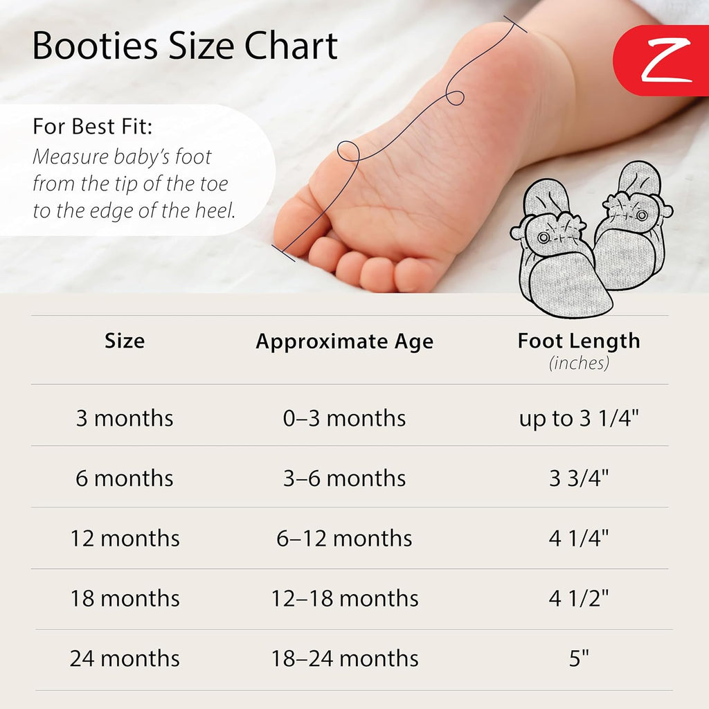 Unisex Organic Cotton Baby Booties, Stay-On and Non-Slip, to Toddler