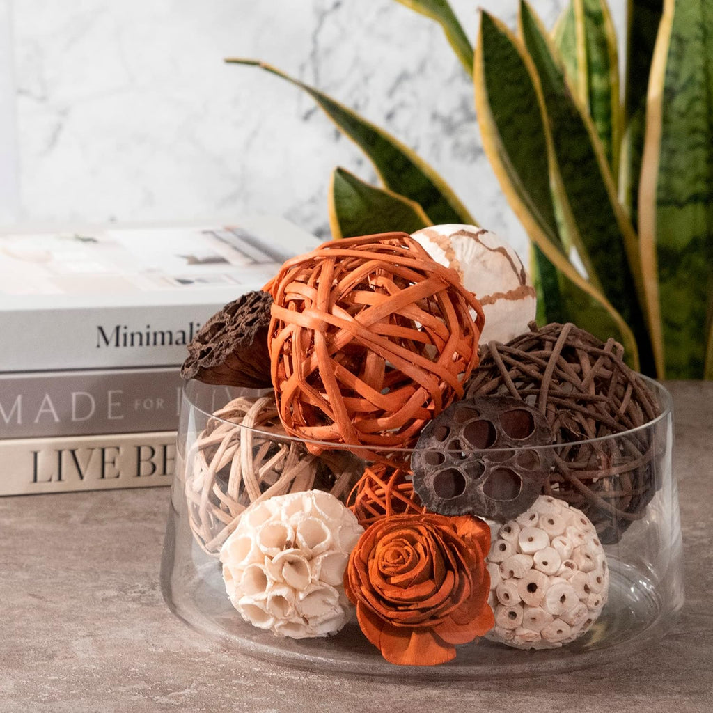 Large Decorative Vase Filler Bag with Orbs, Balls (Sunset Orange)