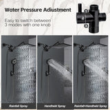Shower Head, 8 inch Multifunction High Pressure Rain Shower Head with Handheld Spray Combo with 11'' Angle Adjustable