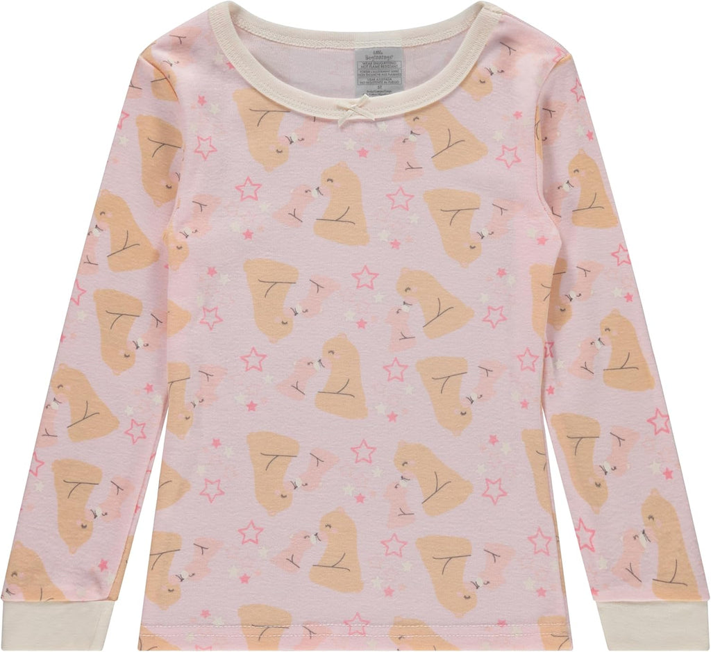 Girls' Piece Pajama Set - Long Sleeve Cotton Blend Sleepwear, 2 Tops and 2 Pants - Months