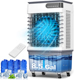 2600CFM Swamp Cooler, 4-IN-1 Evaporative Air Conditioners With 8.5 Gal Water Tank, 4 Ice Packs, Remote, 12H Timer