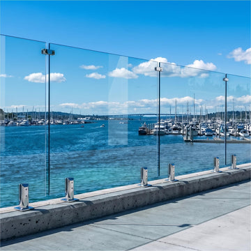 6-Panel Tempered Glass Railing System, 279-283" W x 44" H Deck Railing Kit