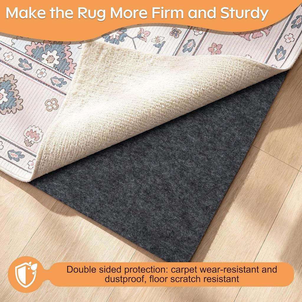 Felt Rug Pad - 1/2 9x12 Foot Extra Large Area Liner for All Floors and Trims, Thick Pad for Hardwood Floors Under - Set of 108