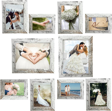 Picture Frame Set 10 pack, Farmhouse Photo Frames, Gallery Wall Frame Collage, 8x10 5x7 4x6 Frames in 3 Different