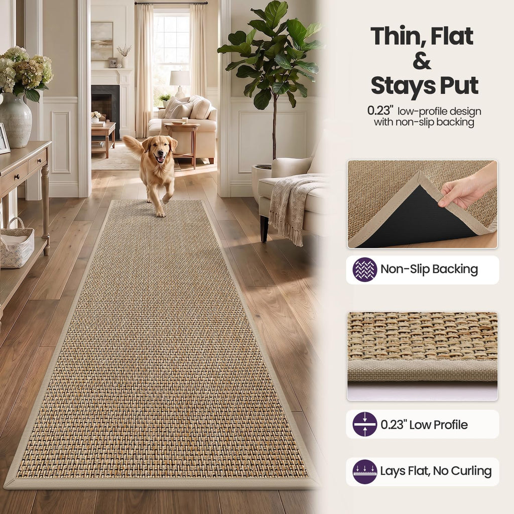 Ultra Th Runner Rug 28x144, Non Slip Entryway Rugs, Beige