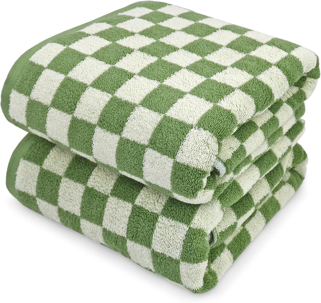 Bath Towels Set of 2 - Luxury Cotton Bathroom Shower Towels Body 55"x27.5" | Absorbent, Quick Dry, 520GSM, Green
