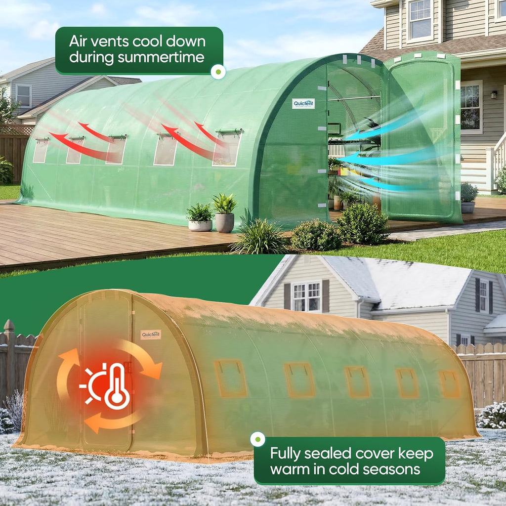 25x10x6.6 FT Premium Greenhouse for Outdoors with 2 Door Frames | Reinforced Top Structure & Cover, Large Heavy Duty