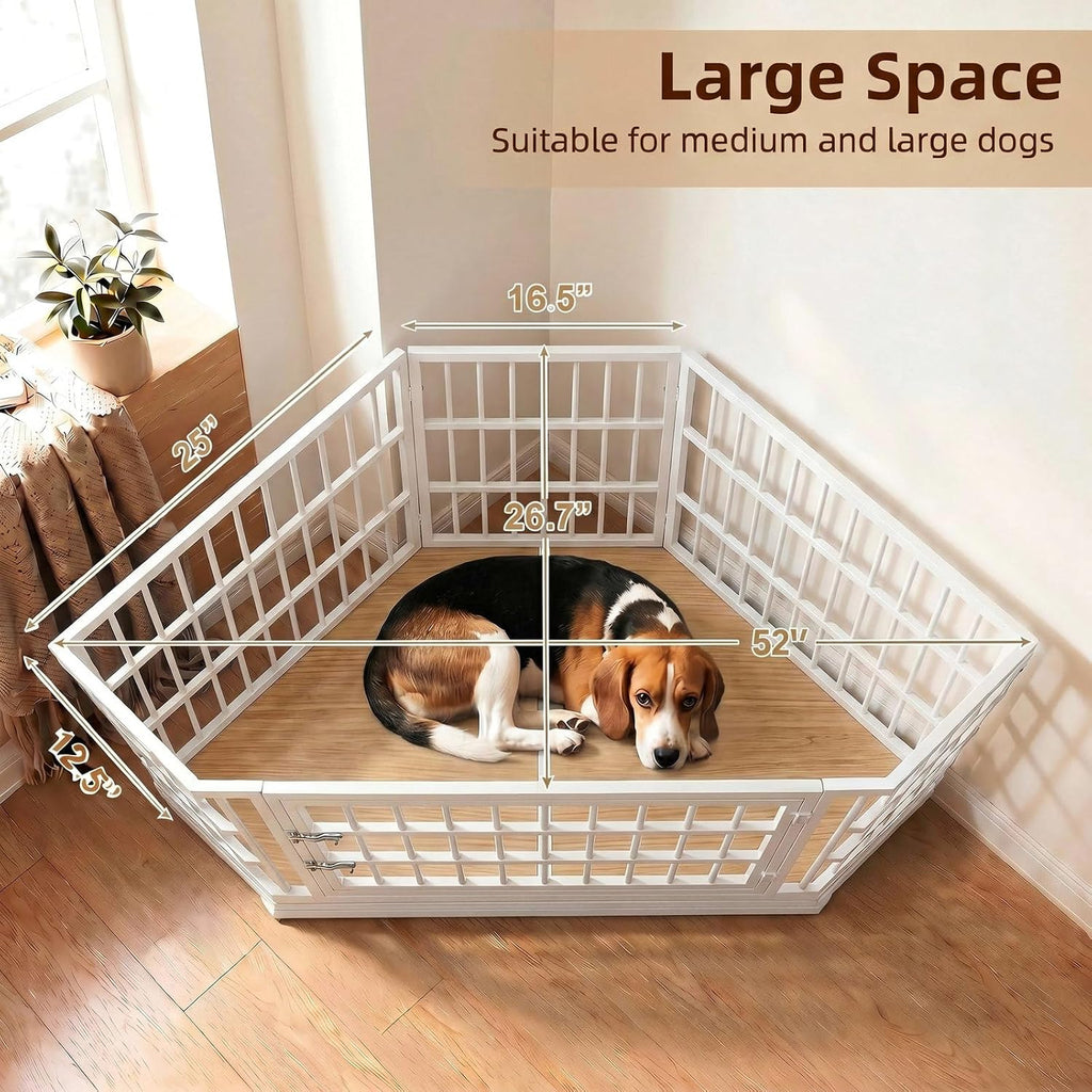 Dog Crate Furniture Corner for Large Dogs, Natural
