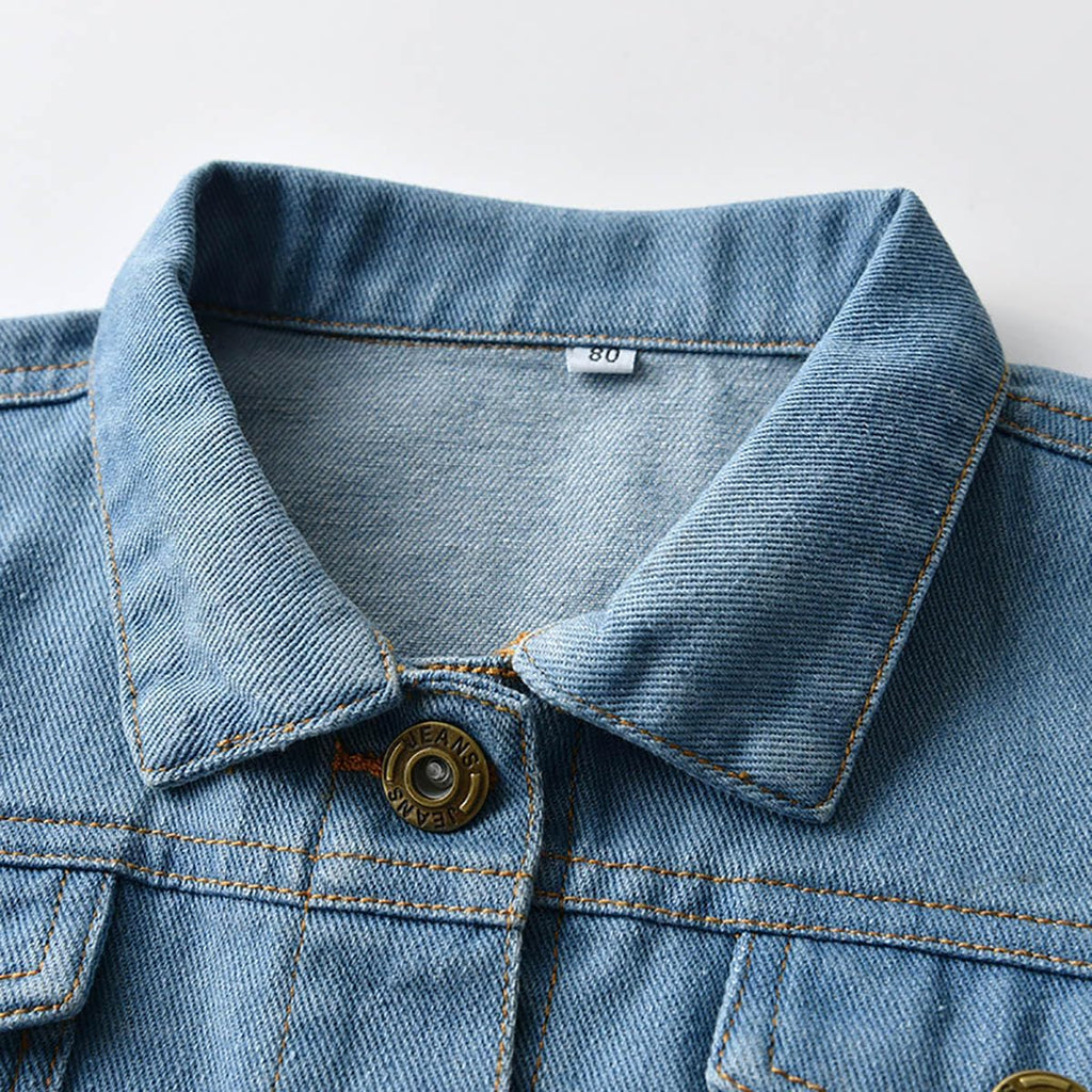 Baby Boy Girls Denim Jacket Button Down Basic Ripped Hoodie Jeans Coat Kid Cowboy Outwear Casual Clothes