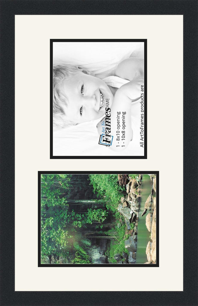 Collage Photo Frame Double Mat with 2-8x10 Openings and Satin Black Frame