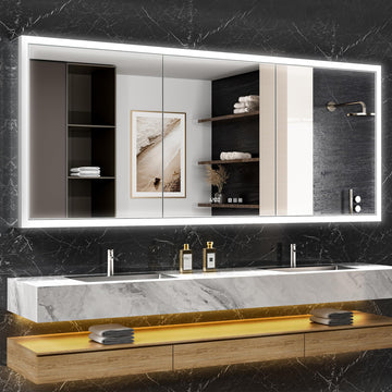 72x30 Lighted Medicine Cabinet Mirror Recessed or Surface Dimmable Medicine Cabinet with LED Lights & Outlet