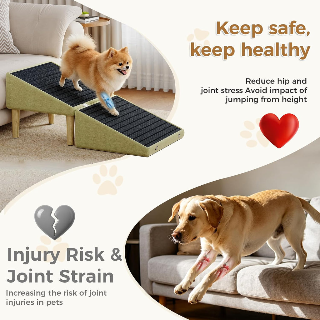 3-in-1 Dog Ramp Pet Stairs 18.5"x18.3"x18.1" with Hidden Storage Ottoman, Anti-Slip Steps for Small, Medium, Large