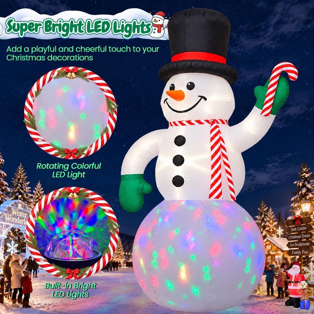 20FT Giant Christmas Inflatable Snowman with Colorful Rotating Lights
