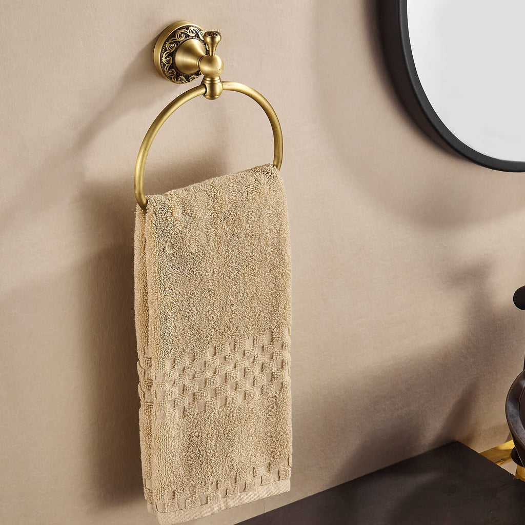 Brass Towel Ring, Antique Hand Towel Holder, Bathroom Hand Towel Rack Hanger Wall Mounted Retro Kitchen Accessories