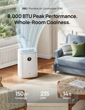 Portable Air Conditioner 318S, 8000 BTU ASHRAE (5000 BTU DOE) Smart AC Unitwith Drainage-free Cooling