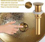 16" Gold Bathroom Sink Ceramic Vessel Sinks for Bathrooms Above Counter Bathroom Sink Oval Vessel Sink with Faucet and