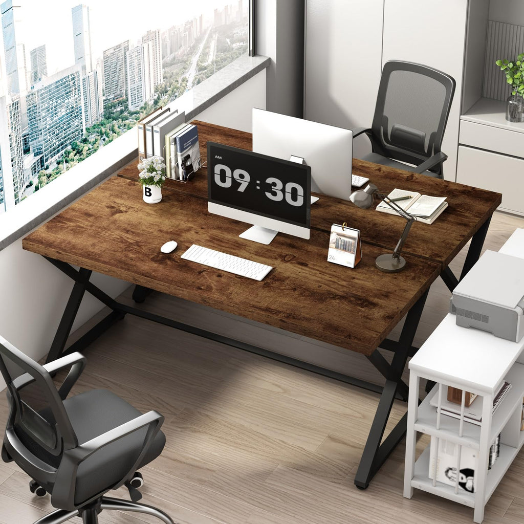 47" Computer Desk, Home Office Work Writing Study Desk, Rustic Brown
