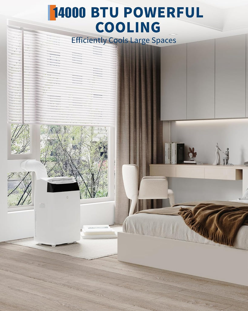 14000 BTU Room Air Conditioners with Remote Control, 3-In-1 Free Portable AC Unit with Fan & Dehumidifier