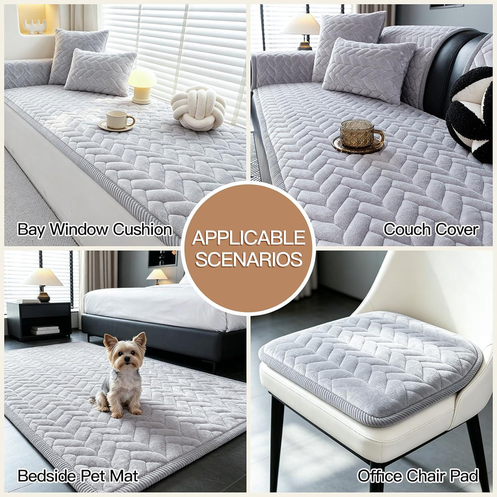 Quilted Couch Cover for Pet, Dog Couch Cover for Sofa, Light Gray