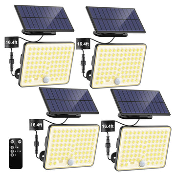 Solar Lights Outdoor, 3 Modes Solar Flood Lights Outdoor with Remote Control, IP65 Waterproof Solar Security Lights