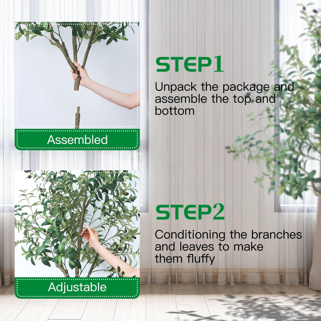 Artificial Olive Tree, 4.9 FT Faux Olive Plant with Black Planter, Large Potted Faux Silk Tree, Realistic Plastic