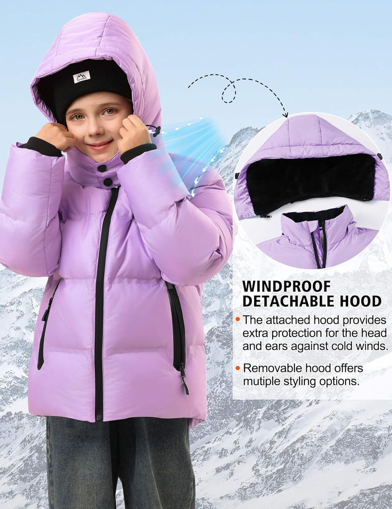 Boys' Winter Coat Kids Puffer Winter Jacket Thick Fleece Lined Warm Hooded Outerwear Coats for Boys Girls