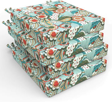 Patio Chair Cushions Set of 4, 18.5" x 16" x 3" Waterproof Outdoor Chair Cushions for Furniture, Seat Cushion with