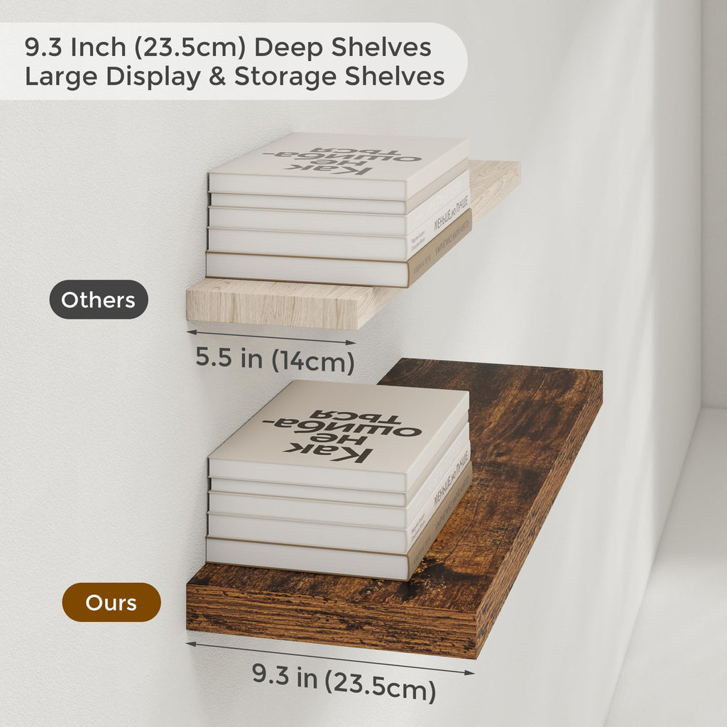 Floating Shelves for Wall, 16 in Rustic Wooden Wall Shelves