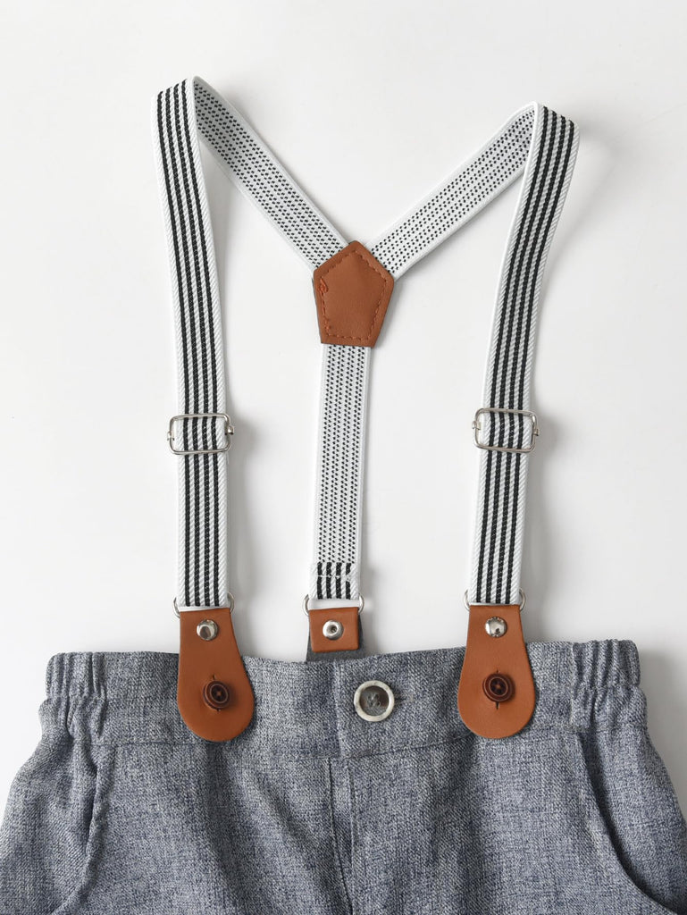 Baby Boys Gentleman Outfits Suits Clothes Set, Infant Shirt+Shorts+Bow Tie+Suspenders