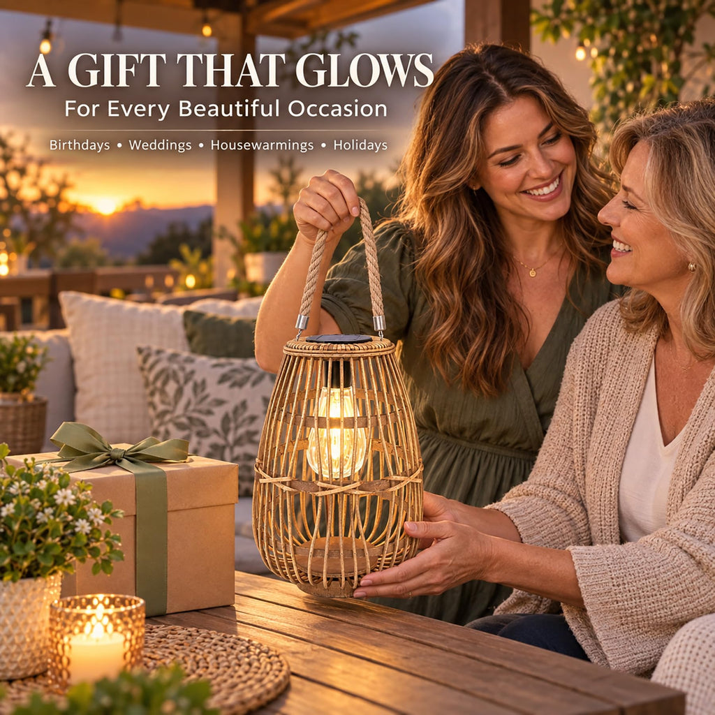 Rattan Solar Lantern Outdoor Hanging & Tabletop Decor Light