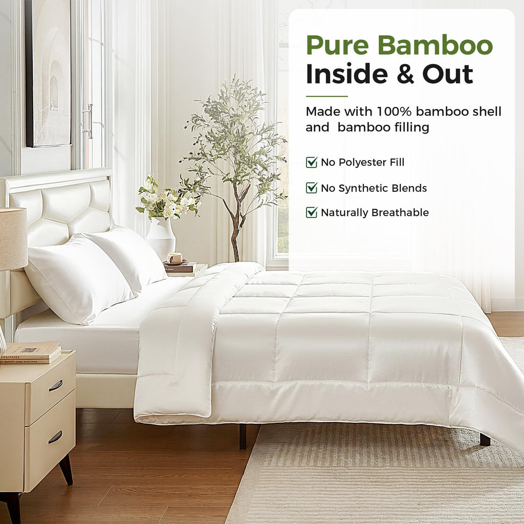 Cooling Comforter Duvet Insert California King Size, Hypoallergenic 100% Viscose Derived from Bamboo Shell & Fill
