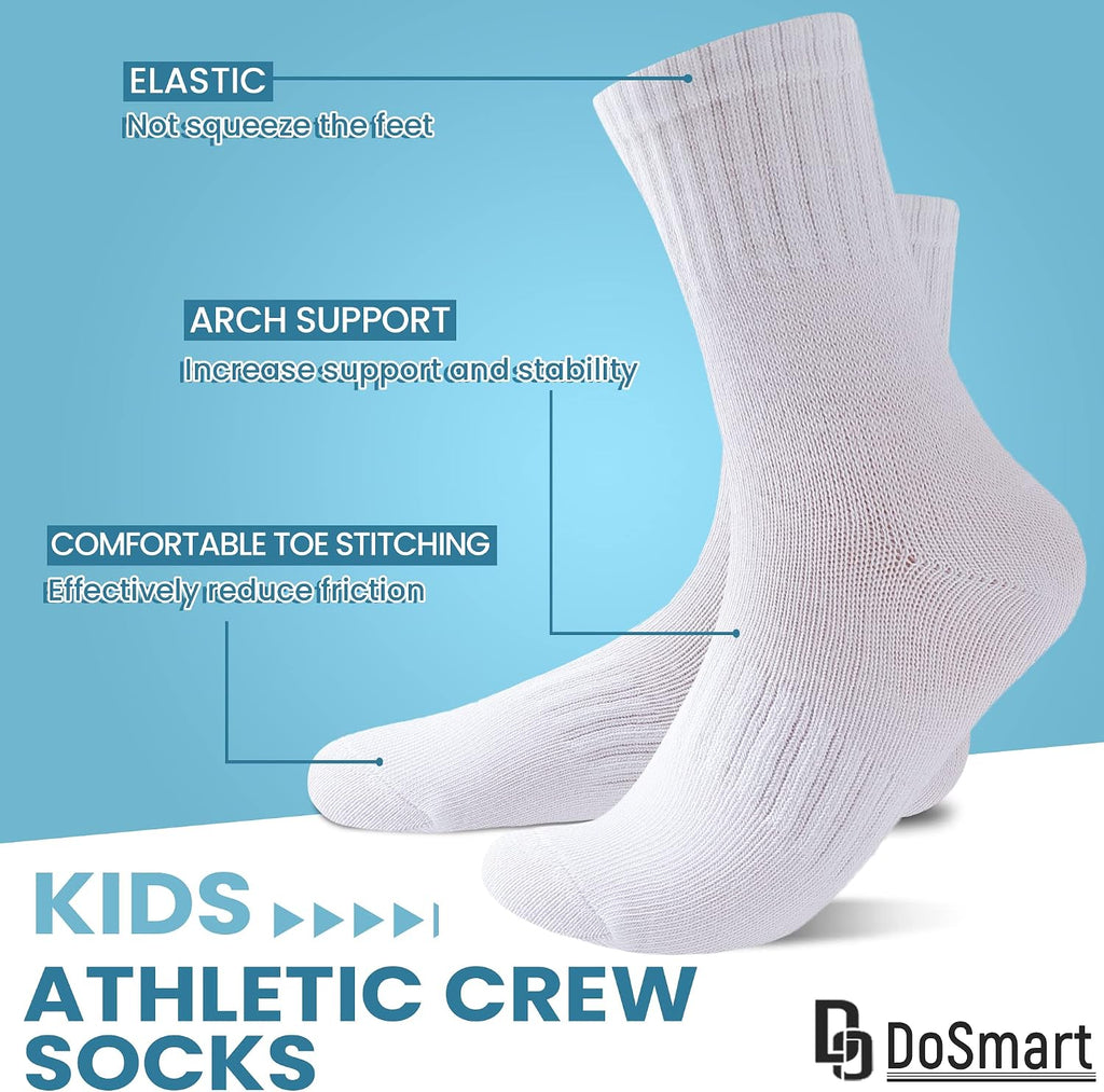 Kids Athletic Crew Socks Boys Girls Classics Cotton School Uniform Childs Sports Breathable Casual Socks 10 Pairs