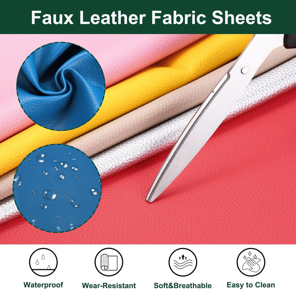 Faux Leather Fabric Sheets, 54x36 Inch Waterproof (Blue)