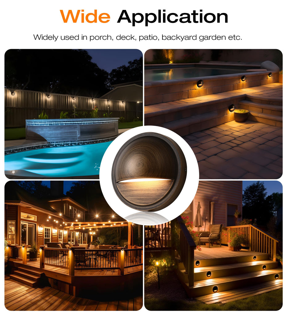 6 Pack] 3CCT Low Voltage LED Deck Lights Outdoor,2700K/3500K/5000K Selectable,Landscape Step Stair Railing Fence