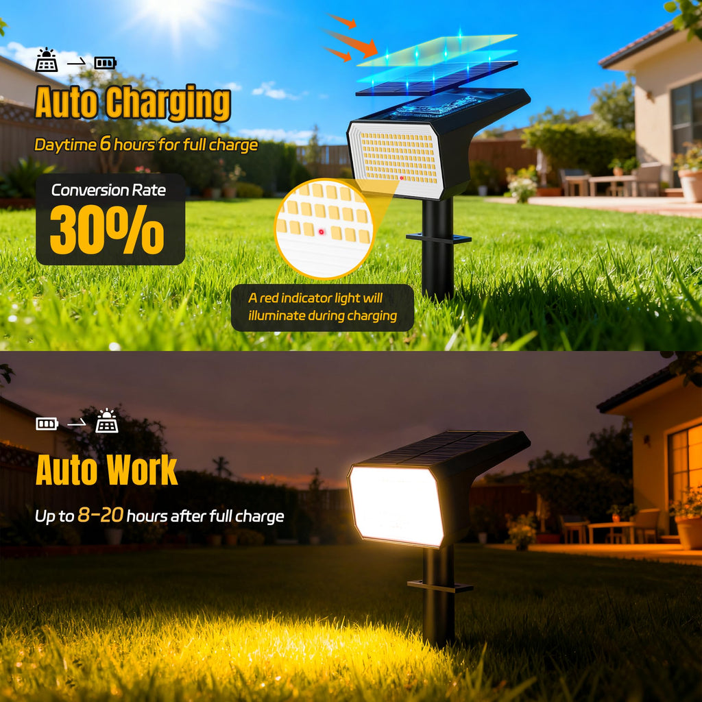 Solar Spot Lights Outdoor Waterproof, 10 Pack, 118 LED Warm White