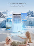 2200CFM Swamp Cooler Air Conditioner, Evaporative Cooler with Dual Water Tanks for 24H Cooling, 120° Oscillating