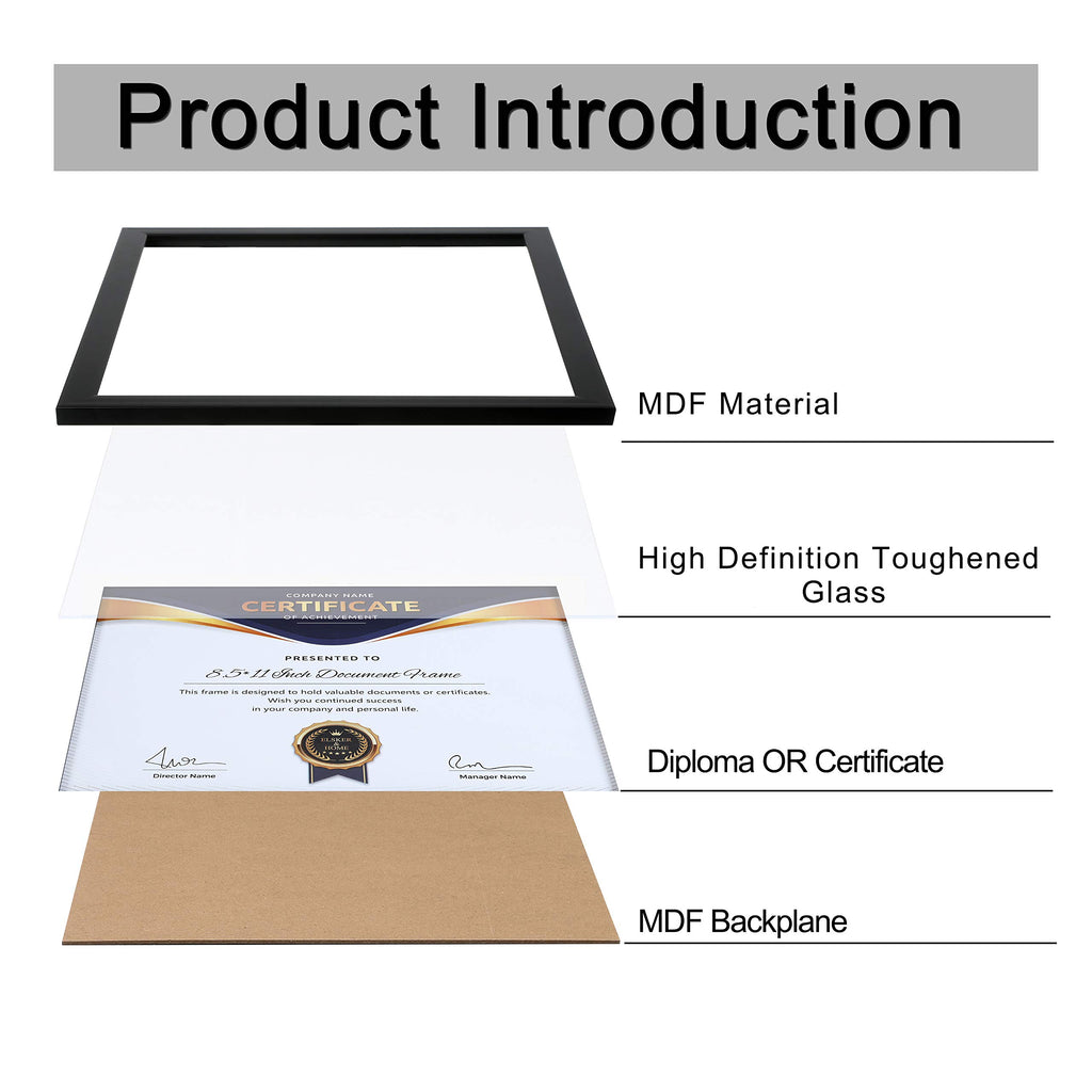 8.5x11 Picture Frame Certificate Document Frame 6 Pack Glass