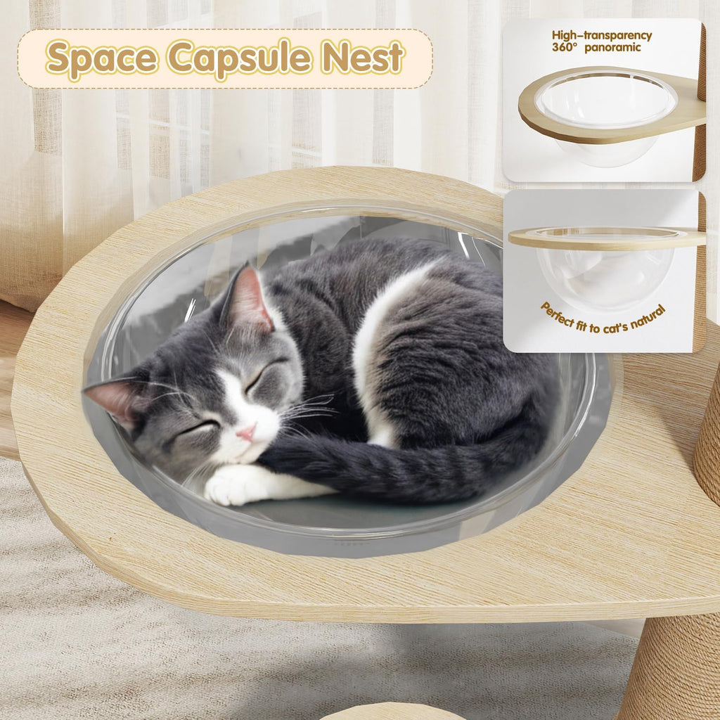 Cat Tree, Floor to Ceiling Cat Tree Height (86-106 in) Adjustable Cat Tower 6 Tier Hemp Scratching Post Cats Activity