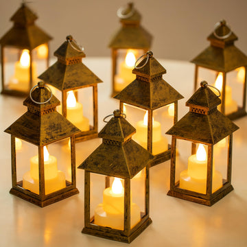 Gold Mini Lantern for Centerpiece, Pack of 10