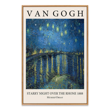 Van Gogh Framed canvas Wall Art, Starry Night Over the Rhone Famous Oil Paintings Reproduction, Famous Classic Art