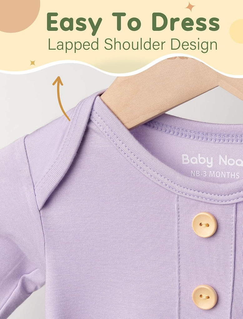 Newborn Knotted Gown, Ultra-Soft Silky Long Sleeve Sleeper, Unisex Coming Home Outfit Set With Wooden Name Sign