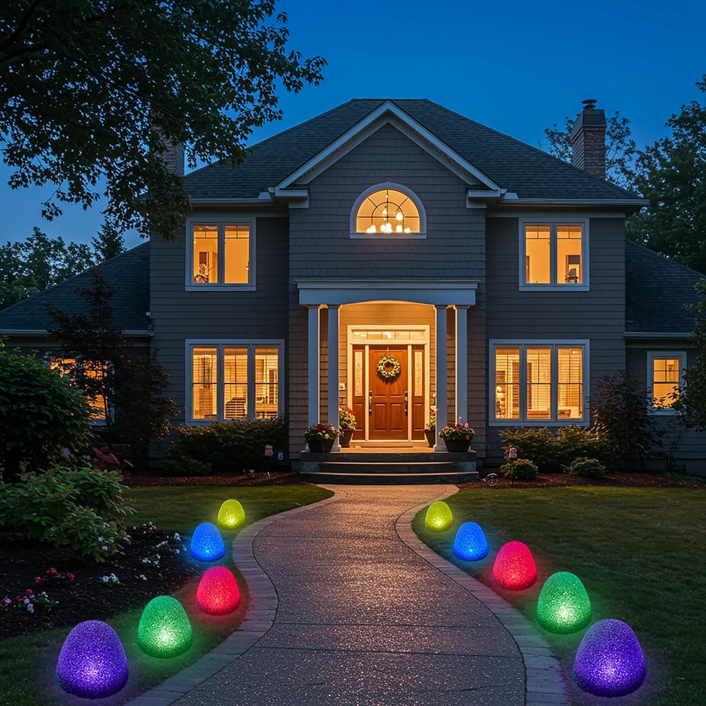 Set of 10-8" Tall Sugar Coated LED Gumdrop Christmas Pathway Lights - Electric