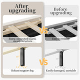 Queen Bed Frame Upholstered Platform Bed with Wing Side/Wooden Slat Support/Tufted Headboard with Wing Side/Mattress