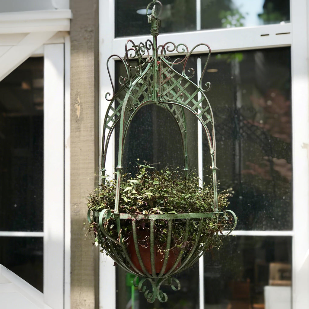 Large Hanging Planter for Outdoor Indoor Plants, 12.6-Inch Rustic Metal Hanging Basket for Farmhouse