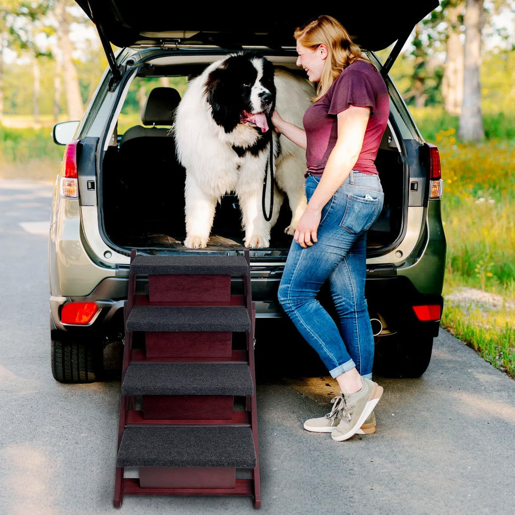 Wooden Dog Stairs/Steps, Foldable 4 Steps