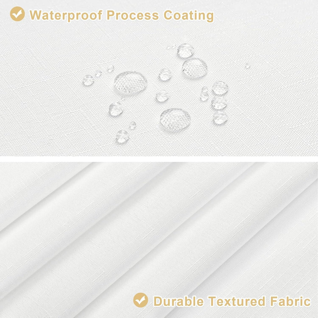 3 in 1 White Slub Shower Curtain Liner Set -72x72 | 3 in 1 White Slub Shower Curtain Set with PEVA Liner and 12 Steel