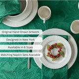 Poinsettia Palace Damask Fabric Table Cloth, Holiday, Winter, and Christmas Tablecloth (Poinsettia P